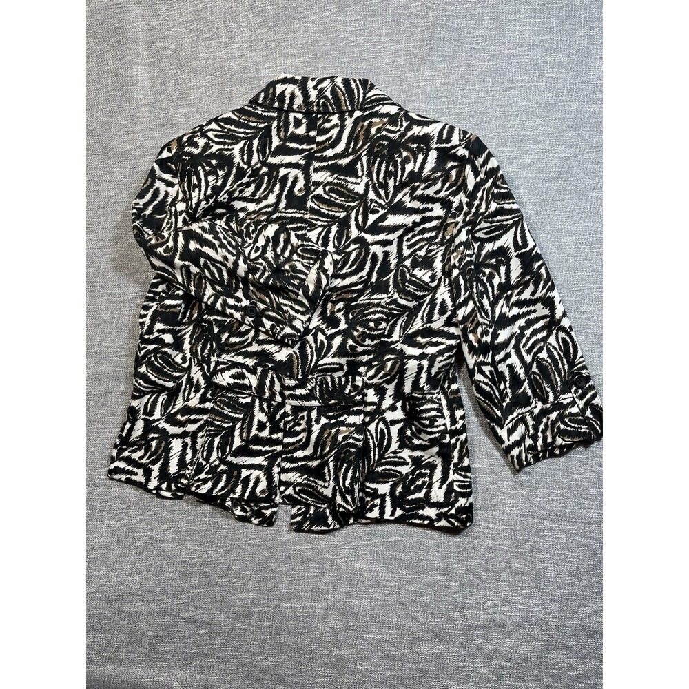 Covington Women's Petite 8 Zebra Animal Print Button Front Lined Jacket Pockets - Picture 9 of 9